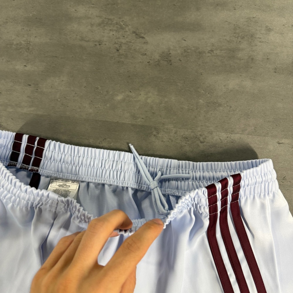 Adidas Shorts Womens Small 3S Sprinter Short Ice Blue Maroon Striped Asian Fit - Picture 9 of 10